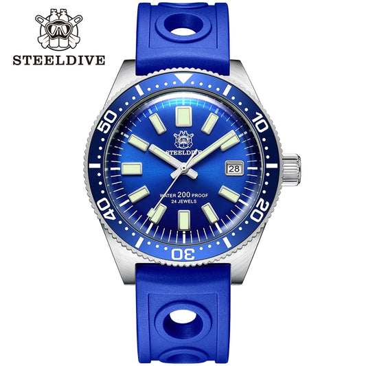 Steeldive Automatic Dive Watch - Blue Ceramic Bezel NH35 Movement Men's Watch