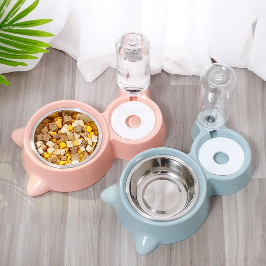 Automatic Pet Feeder Water Dispenser - Silicone Dog Cat Bowl Set for Holiday Travel & Feeding