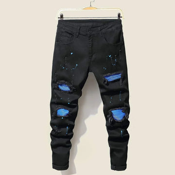 Men's Jeans Cool Ripped Skinny Trousers Stretch Slim