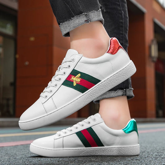 Men's Casual Sports Sneakers Leather - Comfortable Walking Skate Shoes Gift