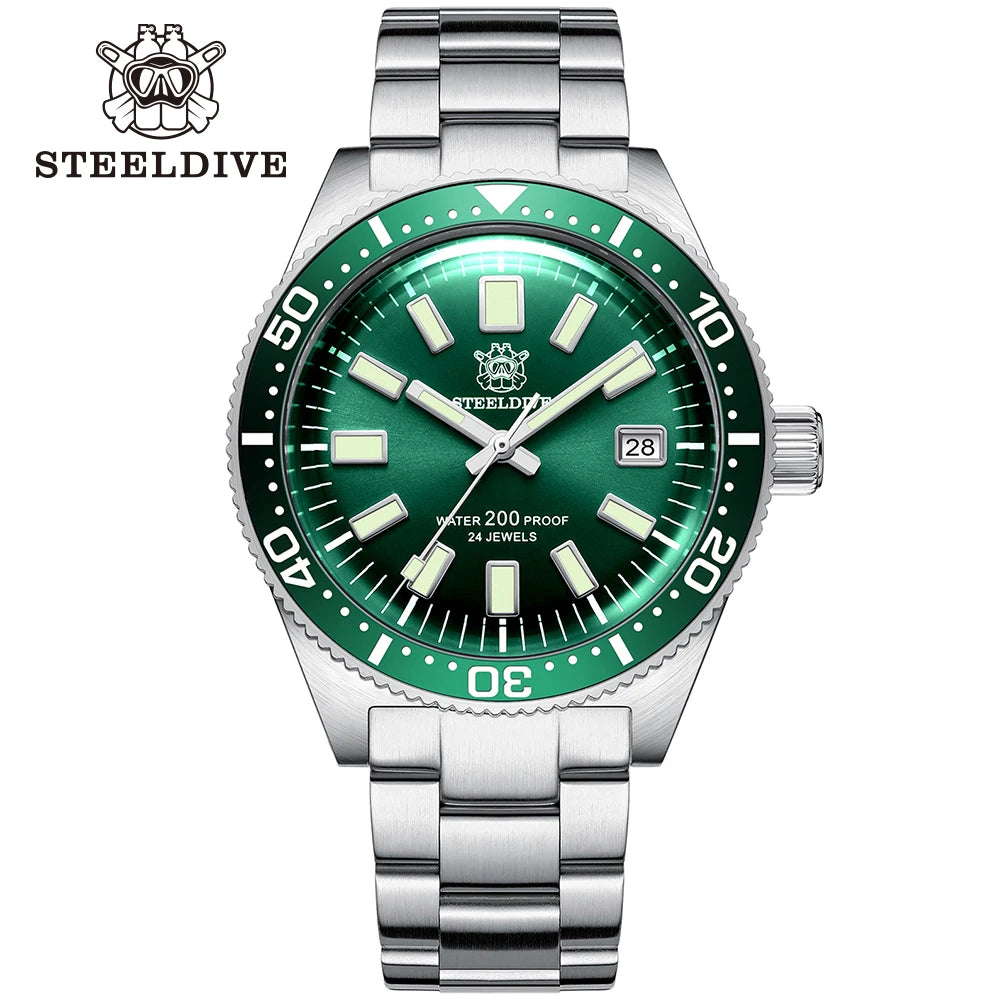 Steeldive Automatic Dive Watch - Blue Ceramic Bezel NH35 Movement Men's Watch