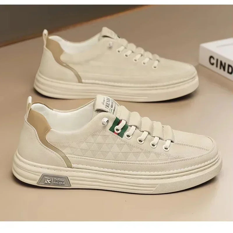 White Leather Sneakers for Men - Comfortable Casual Shoes for Everyday Wear