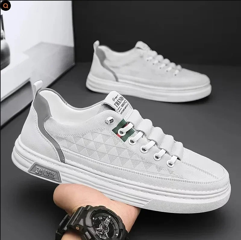 White Leather Sneakers for Men - Comfortable Casual Shoes for Everyday Wear